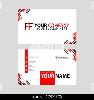 Modern business card templates, with FF logo Letter and horizontal design and red and black colors. Stock Vector