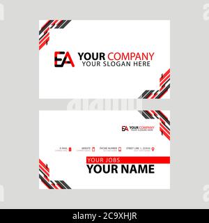 Modern business card templates, with FA logo Letter and horizontal design and red and black colors. Stock Vector