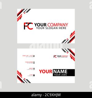 Modern business card templates, with FC logo Letter and horizontal design and red and black colors. Stock Vector