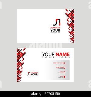 The JI logo on the red black business card with a modern design is horizontal and clean. and transparent decoration on the edges. IJ Logo Template Stock Vector