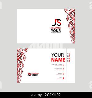 The JS logo on the red black business card with a modern design is horizontal and clean. and transparent decoration on the edges. SJ Logo Template Stock Vector