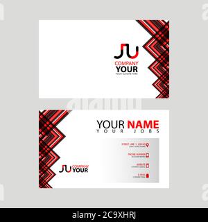 The JU logo on the red black business card with a modern design is horizontal and clean. and transparent decoration on the edges. UJ Logo Template Stock Vector