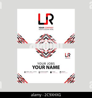 Horizontal name card with LR logo Letter and simple red black and triangular decoration on the edge. RL Vector Logo Stock Vector