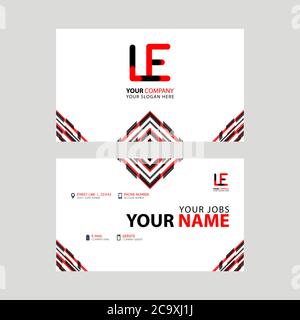 Horizontal name card with LE logo Letter and simple red black and triangular decoration on the edge. EL Vector Logo Stock Vector