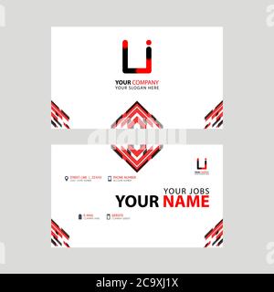 Horizontal name card with LI logo Letter and simple red black and triangular decoration on the edge. IL Vector Logo Stock Vector