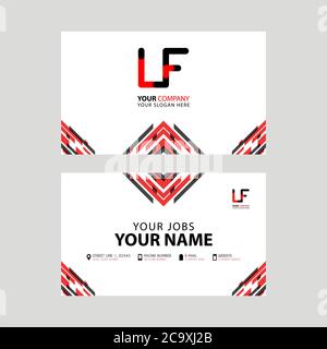 Horizontal name card with LF logo Letter and simple red black and triangular decoration on the edge. FL Vector Logo Stock Vector