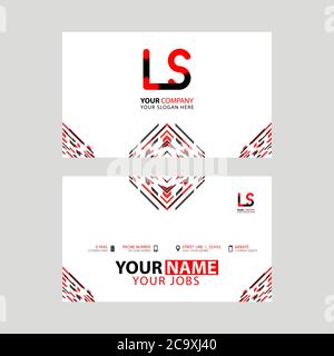 Horizontal name card with LS logo Letter and simple red black and triangular decoration on the edge. SL Vector Logo Stock Vector