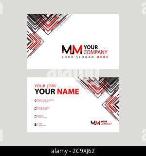 the MM logo letter with box decoration on the edge, and a bonus business card with a modern and horizontal layout. MM Vector Logo Stock Vector