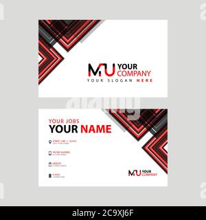 the MU logo letter with box decoration on the edge, and a bonus business card with a modern and horizontal layout. UM Vector Logo Stock Vector