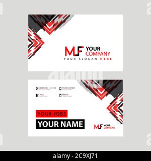 the MF logo letter with box decoration on the edge, and a bonus business card with a modern and horizontal layout. FM Vector Logo Stock Vector