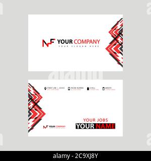Business card template in black and red. with a flat and horizontal design plus the NF logo Letter on the back. FN Logo Concept Stock Vector