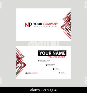 Business card template in black and red. with a flat and horizontal design plus the NP logo Letter on the back. PN Logo Concept Stock Vector