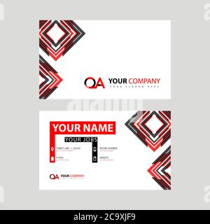 Letter OA logo in black which is included in a name card or simple business card with a horizontal template. AO Logo Concept Stock Vector