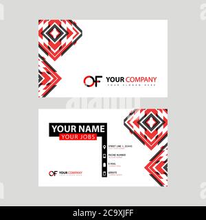 Letter OF logo in black which is included in a name card or simple business card with a horizontal template. FO Logo Concept Stock Vector