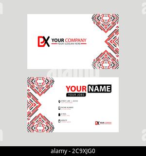Modern business card templates, with PX logo Letter and horizontal design and red and black colors. XP Logo template Stock Vector