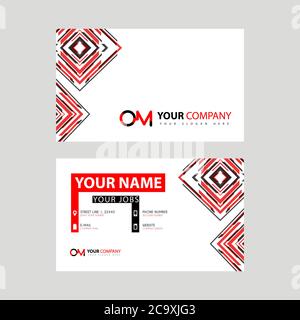 Letter OM logo in black which is included in a name card or simple business card with a horizontal template. MO Logo Concept Stock Vector