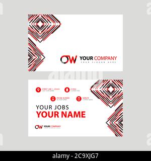 Letter OW logo in black which is included in a name card or simple business card with a horizontal template. WO Logo Concept Stock Vector