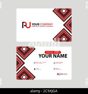 Modern business card templates, with PU logo Letter and horizontal design and red and black colors. UP Logo template Stock Vector
