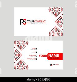 Modern business card templates, with PS logo Letter and horizontal design and red and black colors. SP Logo template Stock Vector