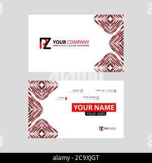 Modern business card templates, with PZ logo Letter and horizontal design and red and black colors. ZP Logo template Stock Vector