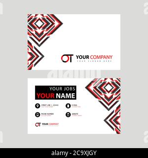 Letter OT logo in black which is included in a name card or simple business card with a horizontal template. TO Logo Concept Stock Vector