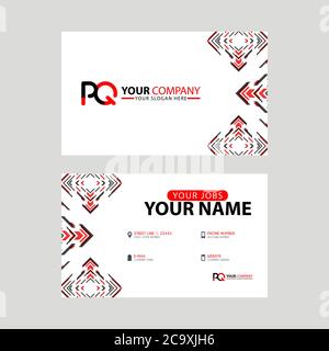 Modern business card templates, with PQ logo Letter and horizontal design and red and black colors. QP Logo template Stock Vector