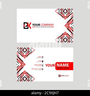 Modern business card templates, with PK logo Letter and horizontal design and red and black colors. KP Logo template Stock Vector