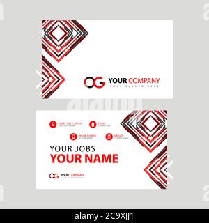 Letter OG logo in black which is included in a name card or simple business card with a horizontal template. GO Logo Concept Stock Vector