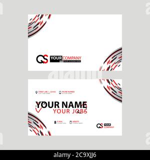 Modern simple horizontal design business cards. with QS Logo inside and transparent red black color. SQ Logo template Stock Vector