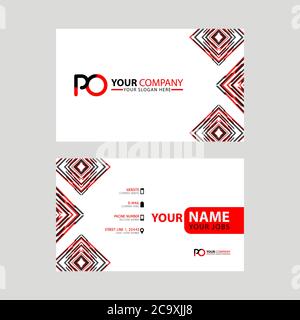 Modern business card templates, with PO logo Letter and horizontal design and red and black colors. OP Logo template Stock Vector