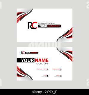 Logo RC design with a black and red business card with horizontal and modern design. CR Logo design Stock Vector
