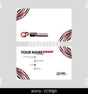 Modern simple horizontal design business cards. with QP Logo inside and transparent red black color. PQ Logo template Stock Vector