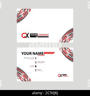 Modern simple horizontal design business cards. with QX Logo inside and transparent red black color. XQ Logo template Stock Vector
