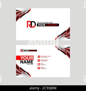 Logo RD design with a black and red business card with horizontal and modern design. DR Logo design Stock Vector