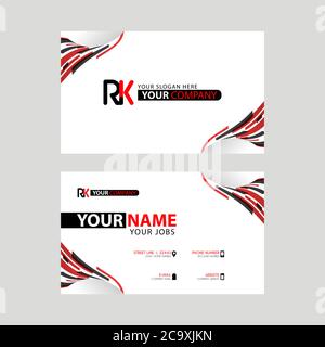 Logo RK design with a black and red business card with horizontal and modern design. KR Logo design Stock Vector