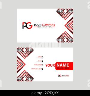 Modern business card templates, with PG logo Letter and horizontal design and red and black colors. GP Logo template Stock Vector