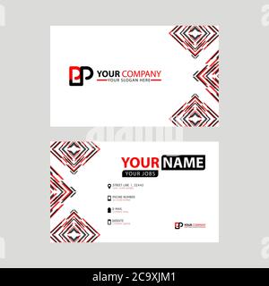 Modern business card templates, with PP logo Letter and horizontal design and red and black colors. PP Logo template Stock Vector