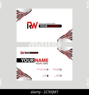 Logo RW design with a black and red business card with horizontal and modern design. WR Logo design Stock Vector