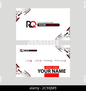 Logo RQ design with a black and red business card with horizontal and modern design. QR Logo design Stock Vector