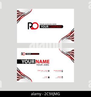 Logo RO design with a black and red business card with horizontal and modern design. OR Logo design Stock Vector