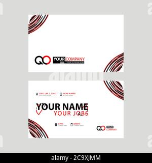 Modern simple horizontal design business cards. with QO Logo inside and transparent red black color. OQ Logo template Stock Vector