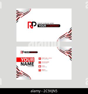 Logo RP design with a black and red business card with horizontal and modern design. PR Logo design Stock Vector