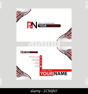 Logo RN design with a black and red business card with horizontal and modern design. NR Logo design Stock Vector