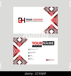 Modern business card templates, with PH logo Letter and horizontal design and red and black colors. HP Logo template Stock Vector