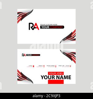 Logo RA design with a black and red business card with horizontal and modern design. AR Logo design Stock Vector