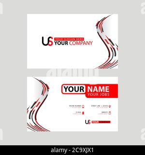 The new simple business card is red black with the US logo Letter bonus and horizontal modern clean template vector design. Stock Vector