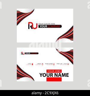 Logo RU design with a black and red business card with horizontal and modern design. UR Logo design Stock Vector