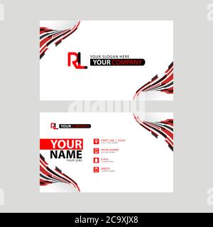 Logo RL design with a black and red business card with horizontal and modern design. LR Logo design Stock Vector