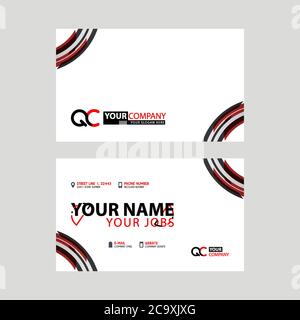 Modern simple horizontal design business cards. with QC Logo inside and transparent red black color. CQ Logo template Stock Vector