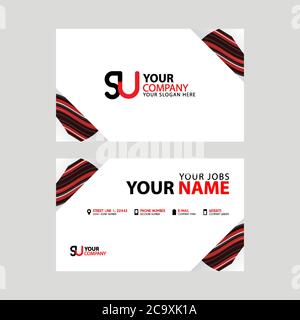 Horizontal name card with decorative accents on the edge and bonus SU logo in black and red. Stock Vector